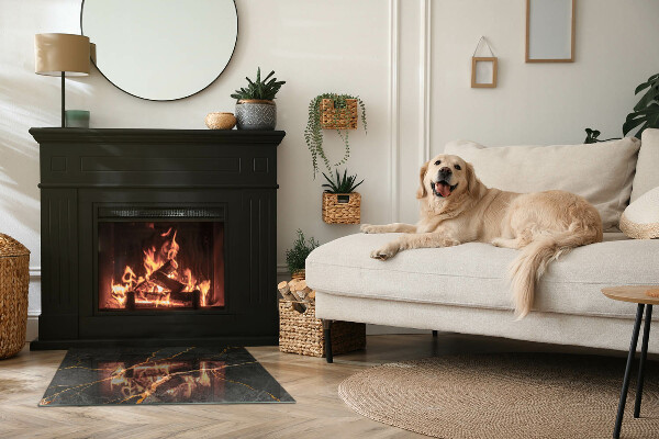 Base de vidro temperado para lareira Mármore elegante com veios