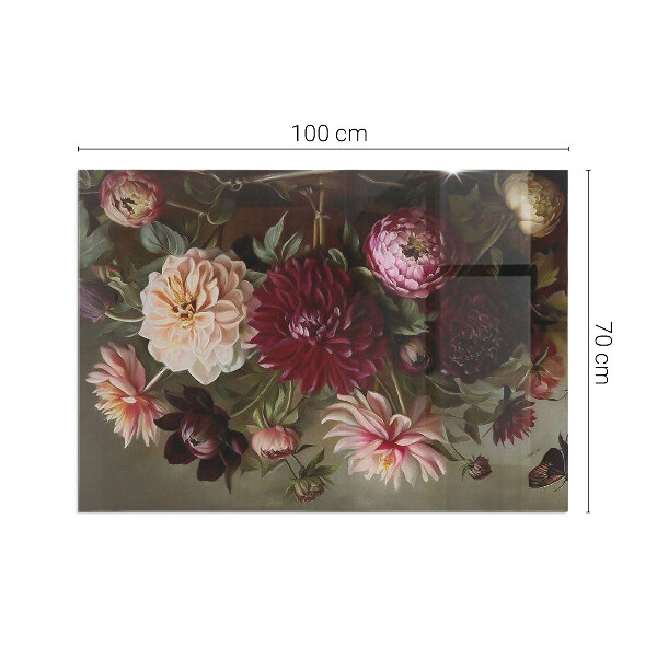 Base de vidro para lareira Buquê de flores em detalhe