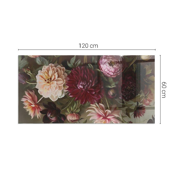 Base de vidro para lareira Buquê de flores em detalhe