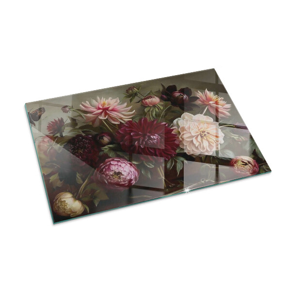Base de vidro para lareira Buquê de flores em detalhe
