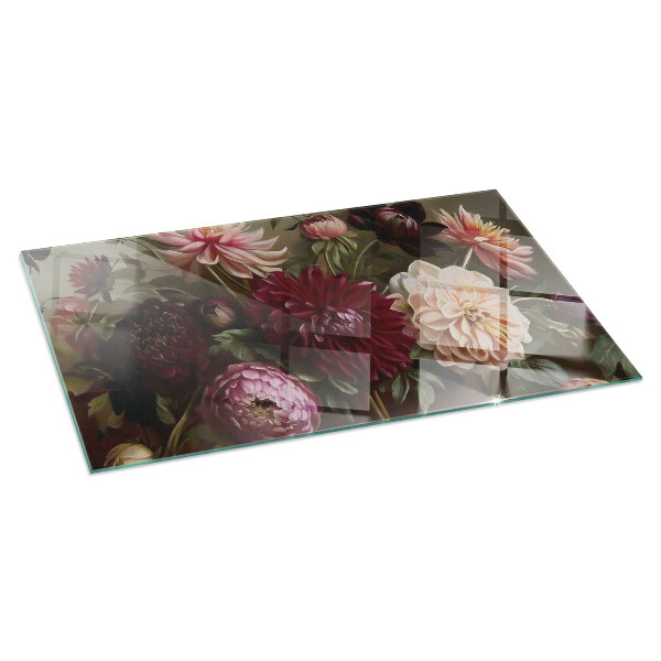 Base de vidro para lareira Buquê de flores em detalhe