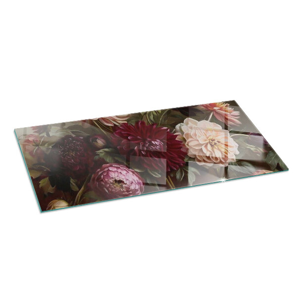 Base de vidro para lareira Buquê de flores em detalhe