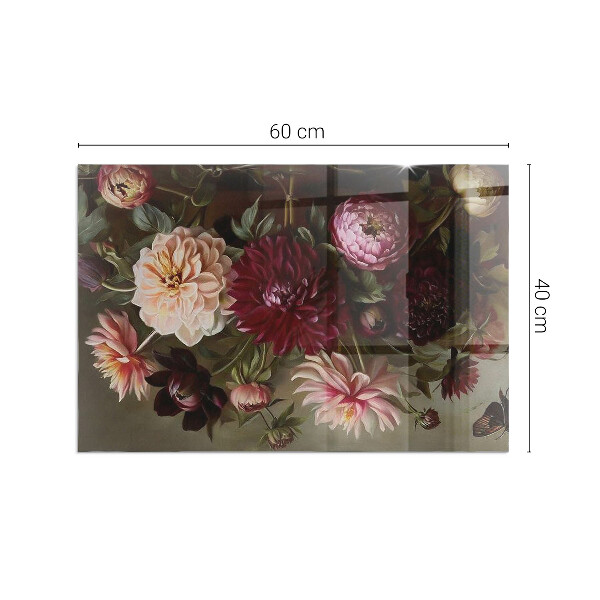 Base de vidro para lareira Buquê de flores em detalhe
