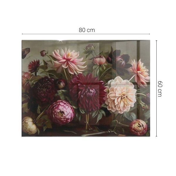 Base de vidro para lareira Buquê de flores em detalhe