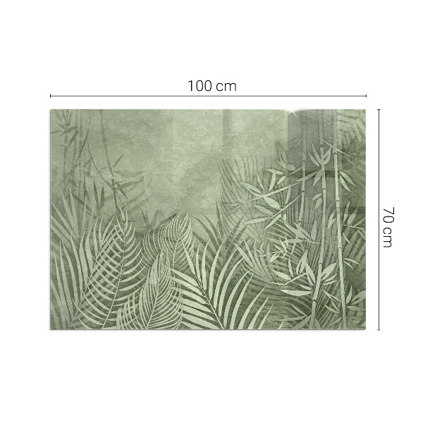 Base de vidro para lareira Folhas tropicais ao fundo