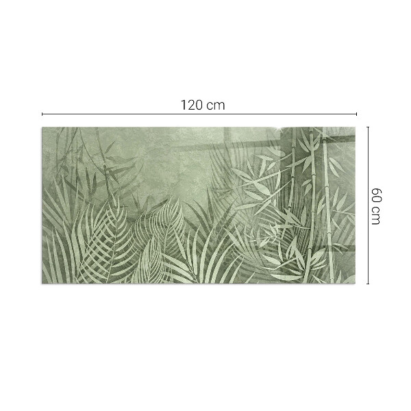 Base de vidro para lareira Folhas tropicais ao fundo