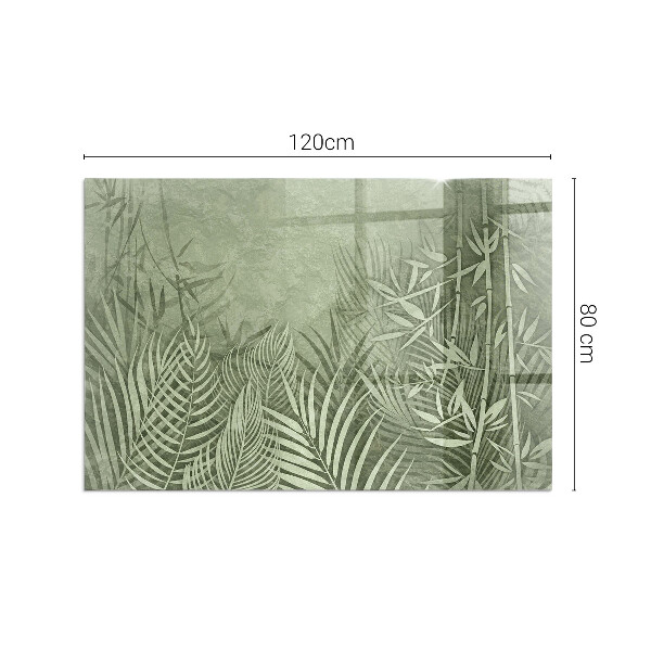 Base de vidro para lareira Folhas tropicais ao fundo