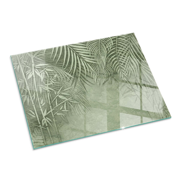Base de vidro para lareira Folhas tropicais ao fundo