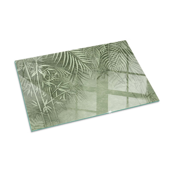 Base de vidro para lareira Folhas tropicais ao fundo