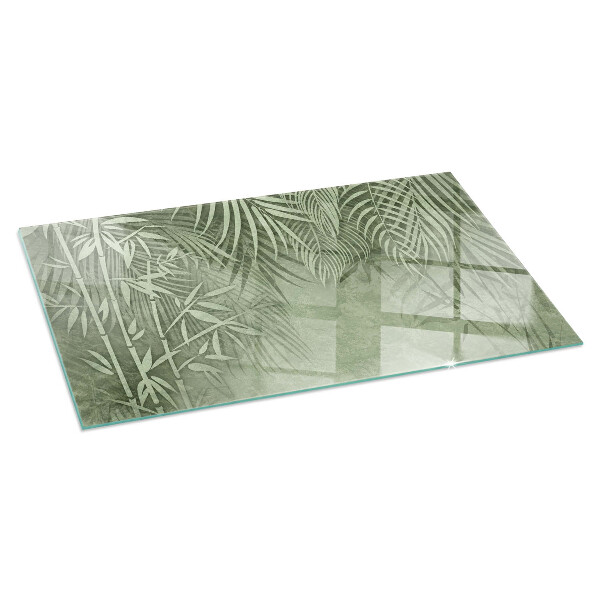 Base de vidro para lareira Folhas tropicais ao fundo