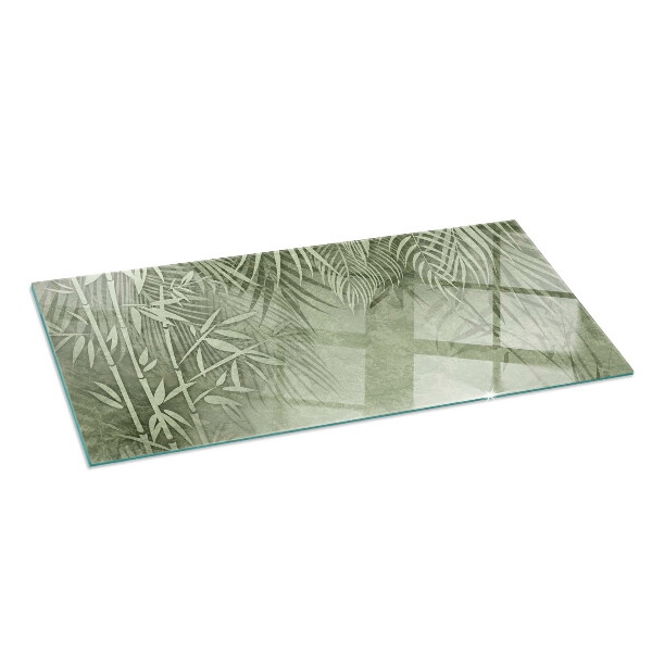 Base de vidro para lareira Folhas tropicais ao fundo