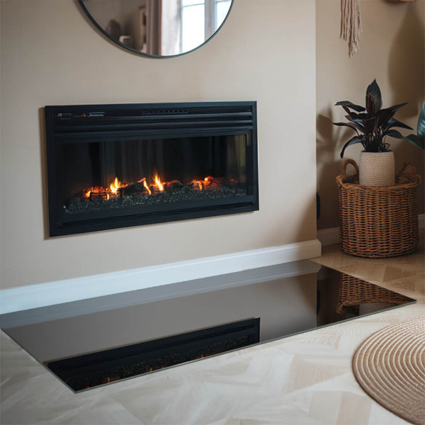 Base de vidro para lareira Cor preta