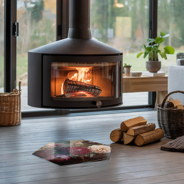 Base de vidro para proteção do piso Buquê de flores em detalhe