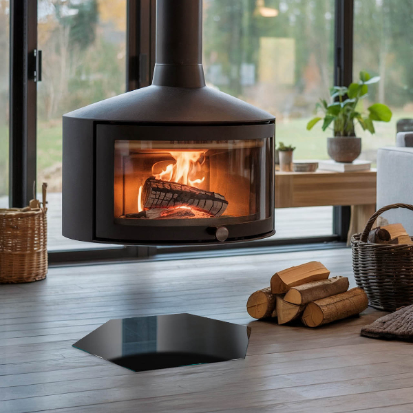 Base de vidro para proteção do piso Cor preta