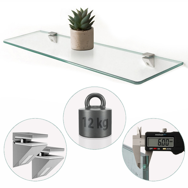 Estante para casa de banho de vidro 60x13 cm