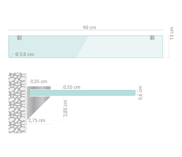 Prateleira para casa de banho moderna 90x13 cm