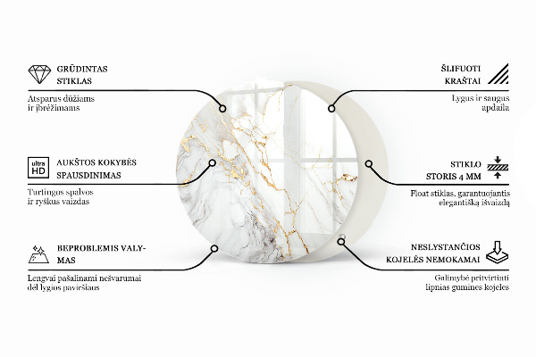 Tampo de vidro com impressão Branco liso