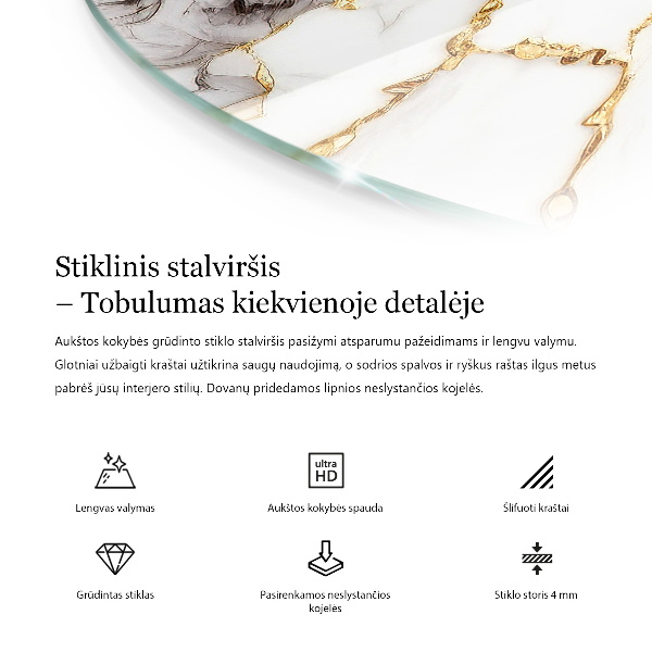 Tampo de vidro com impressão Branco liso