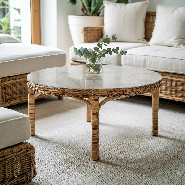 Tampo de vidro redondo com impressão Betão com fissuras