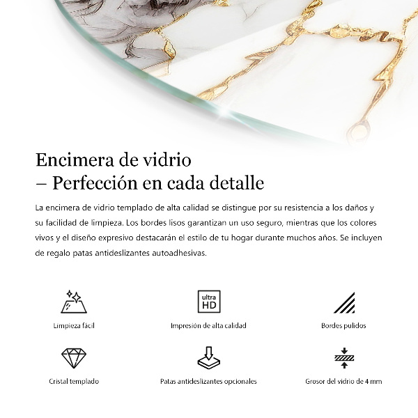 Tampo de vidro com impressão Ornamentos em estilo mosaico