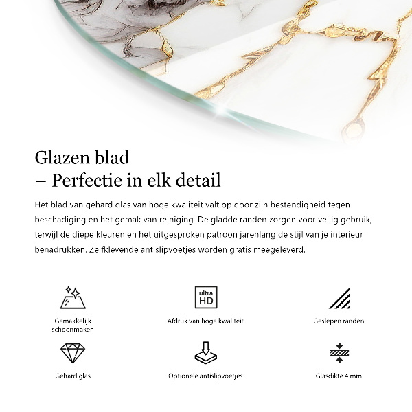 Tampo de vidro redondo Estrutura natural em madeira