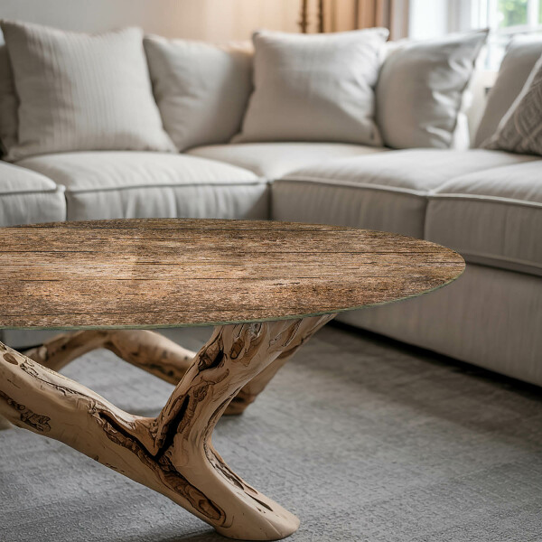 Tampo de vidro redondo Padrão de painéis de madeira