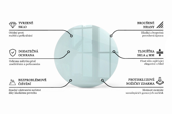 Tampo de vidro redondo transparente