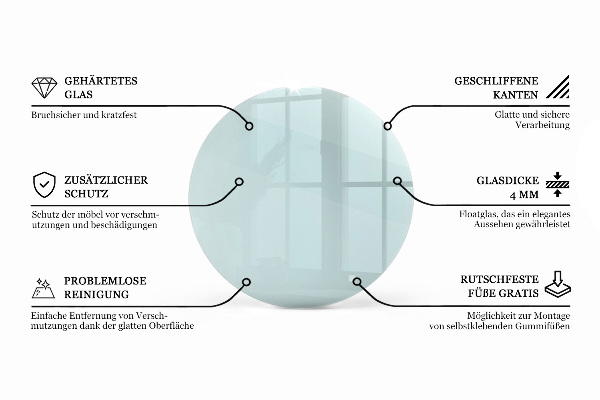 Tampo de vidro redondo transparente