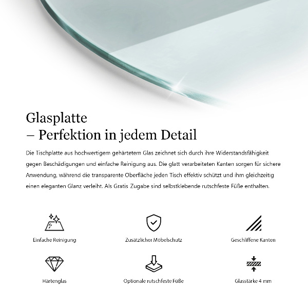 Tampo de vidro redondo transparente