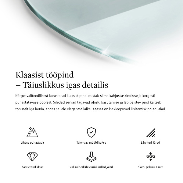 Tampo de vidro redondo transparente