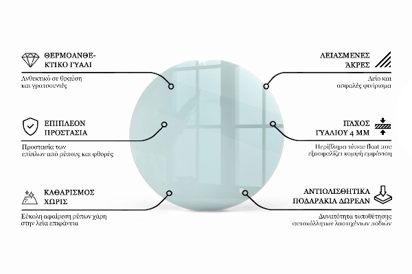 Tampo de vidro redondo transparente