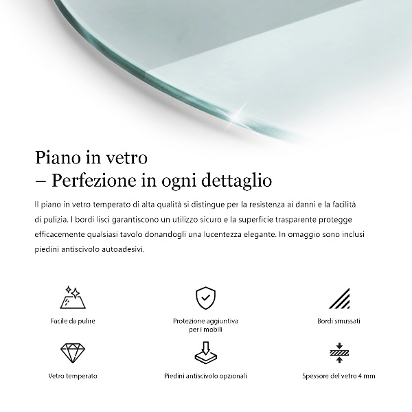 Tampo de vidro redondo transparente