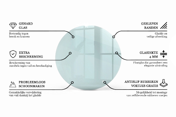 Tampo de vidro redondo transparente