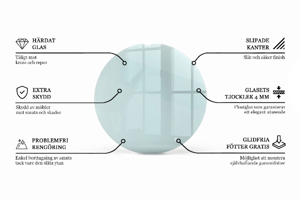 Tampo de vidro redondo transparente