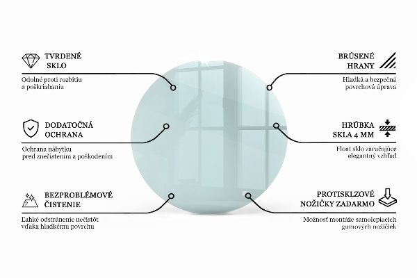Tampo de vidro redondo transparente