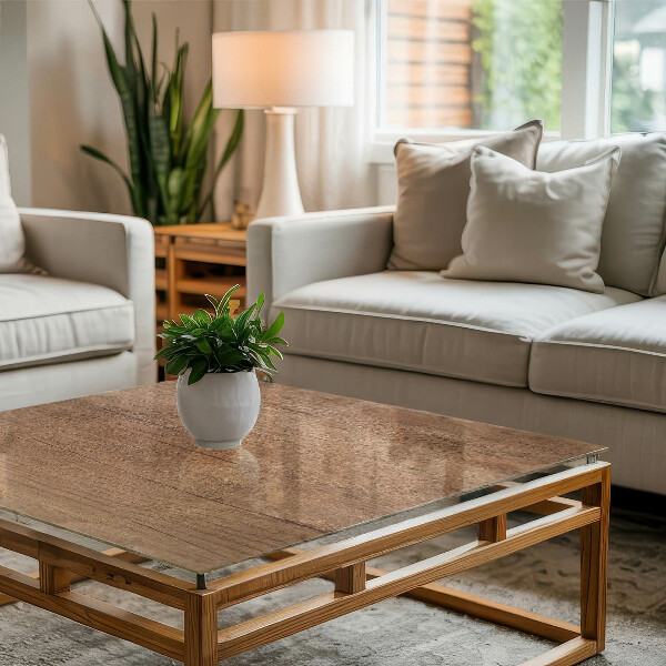 Tampo de vidro decorativo com impressão Motivo elegante em madeira