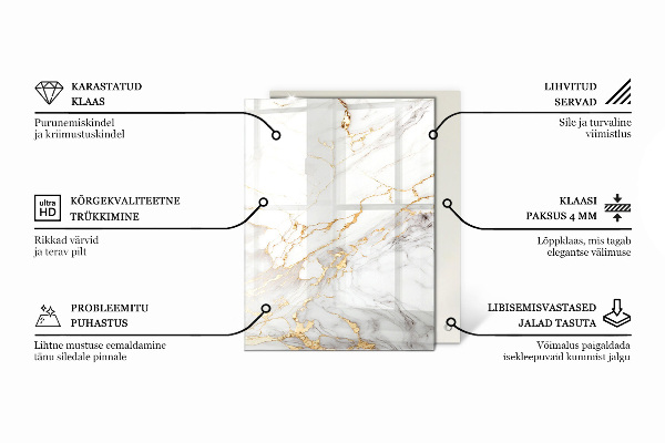 Tampo de vidro decorativo com impressão Motivo elegante em madeira