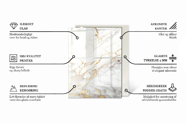 Tampo de vidro decorativo com impressão Motivo elegante em madeira