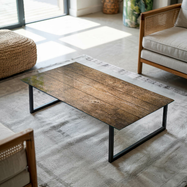 Tampo de vidro retangular Padrão de painéis de madeira