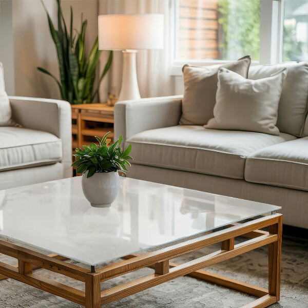 Tampo de vidro decorativo com impressão Branco liso