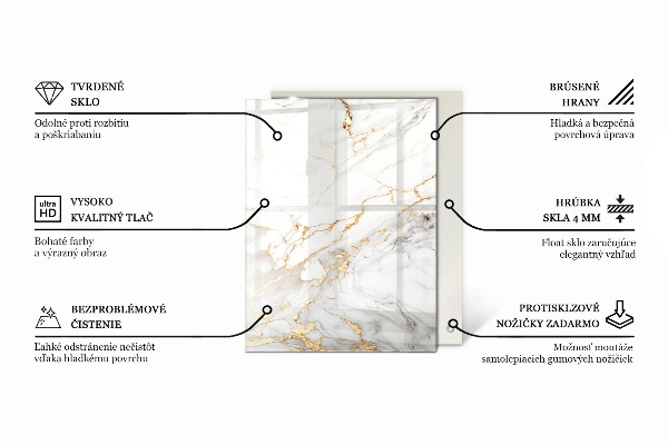 Tampo de vidro decorativo com impressão Branco liso