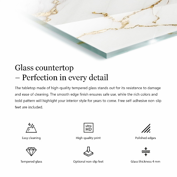 Tampo de vidro decorativo com impressão Branco liso