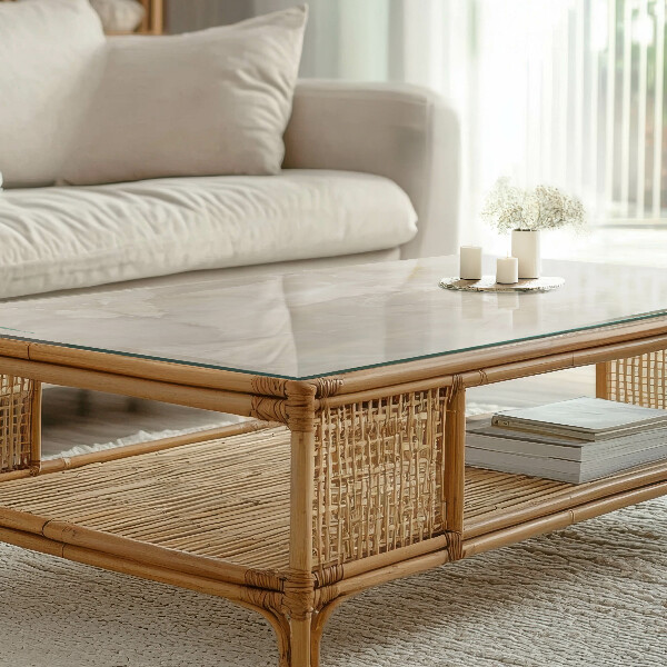 Tampo de vidro retangular Padrão com desenhos em mármore