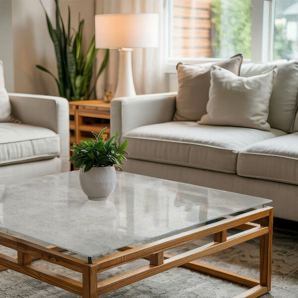 Tampo de vidro retangular com impressão Betão com fissuras