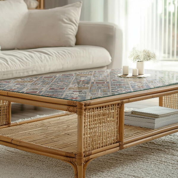 Tampo de vidro decorativo com impressão Ornamentos em estilo mosaico