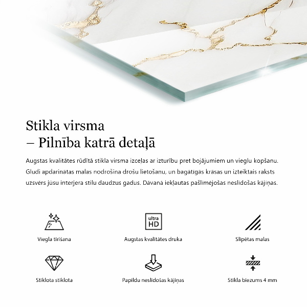 Tampo de vidro decorativo com impressão Padrão em pedra natural