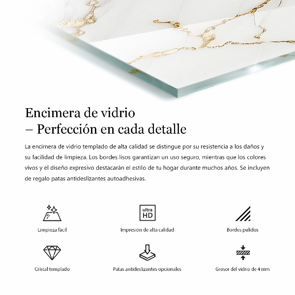 Tampo de vidro decorativo com impressão Padrão natural em madeira e resina