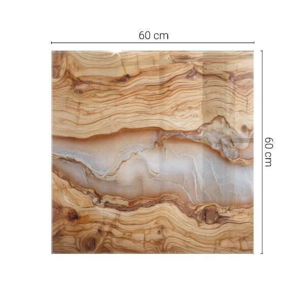 Tampo de vidro decorativo com impressão Padrão natural em madeira e resina