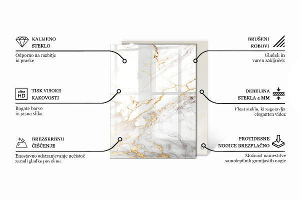 Tampo de vidro decorativo com impressão Padrão natural em madeira e resina