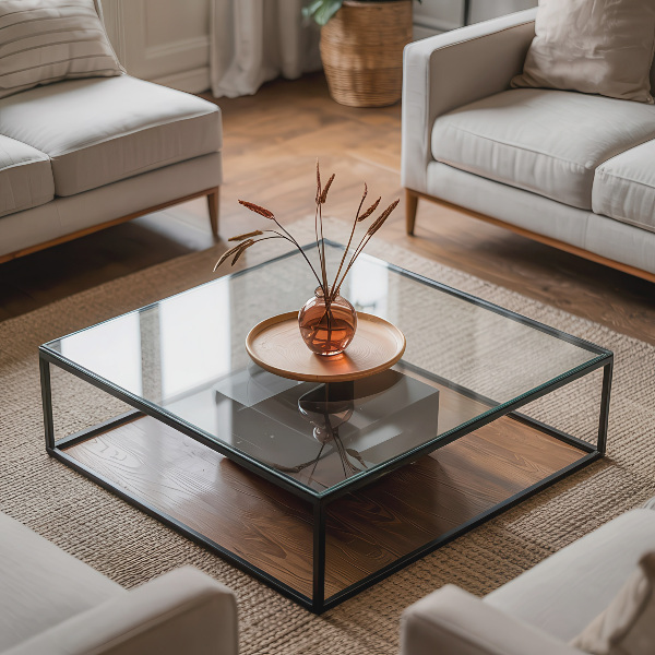 Tampo de vidro retangular transparente